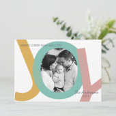 Modern Pastel JOY Photo Minimal Christmas Feestdagenkaart (Staand voorkant)