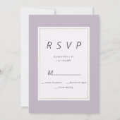 Modern pastel lavendel minimalistisch thema RSVP Kaart (Voorkant)