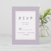 Modern pastel lavendel minimalistisch thema RSVP Kaart (Staand voorkant)