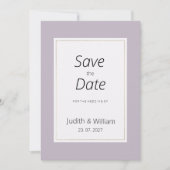 Modern pastel lavender minimalist Save the Date Kaart (Voorkant)