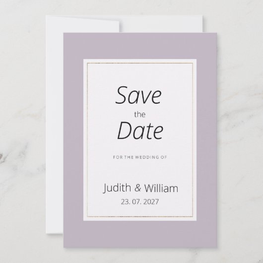 Modern pastel lavender minimalist Save the Date Kaart (Voorkant)