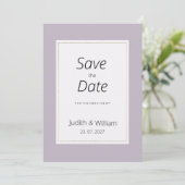 Modern pastel lavender minimalist Save the Date Kaart (Staand voorkant)