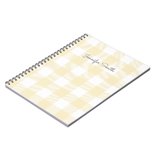 Modern Pastel Lemon en White Gingham Check Notitieboek (Linkerzijde)