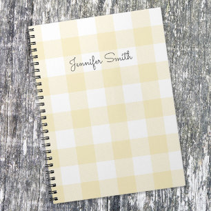 Modern Pastel Lemon en White Gingham Check Notitieboek