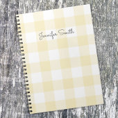 Modern Pastel Lemon en White Gingham Check Notitieboek