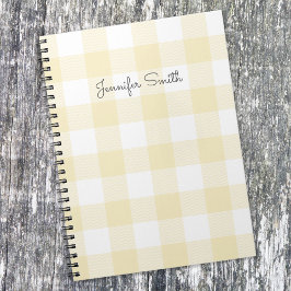 Modern Pastel Lemon en White Gingham Check Notitieboek