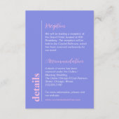 Modern Pastel Lila Blauw Roze Bruiloftsinformatie Informatiekaartje (Voorkant)