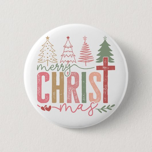 Modern Pastel Merry Christ mas  Ronde Button 5,7 Cm (Voorkant)