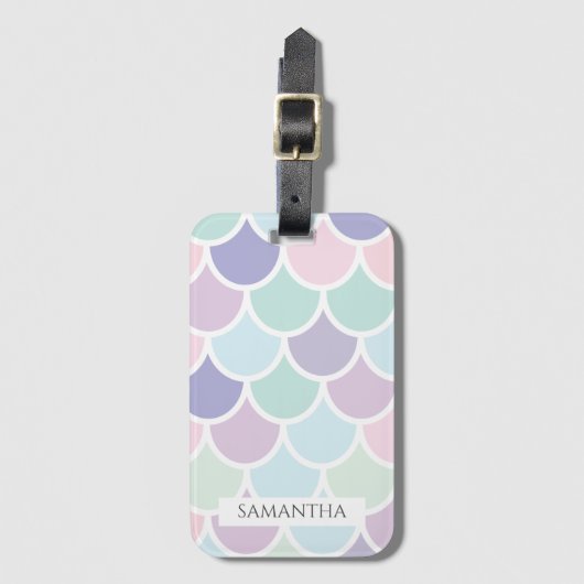 Modern pastel met roodbruine mermaïd patroon met n bagagelabel (Voorkant (verticaal))