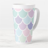 Modern pastel met roodbruine mermaïd patroon met n latte mok (Rechterhoek)