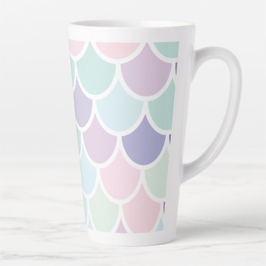 Modern pastel met roodbruine mermaïd patroon met n latte mok (Rechts)