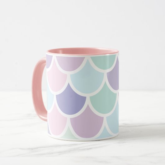 Modern pastel met roodbruine mermaïd patroon met n mok (Voorkant links)