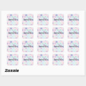 Modern pastel met roodbruine mermaïd patroon met n vierkante sticker (Vel)