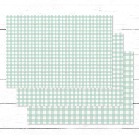 Modern Pastel Mint Green Gingham Check Pattern Inpakpapier Vel
