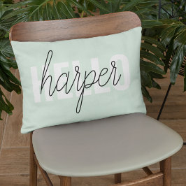 Modern Pastel Mint Hallo en u noemt Accent Kussen