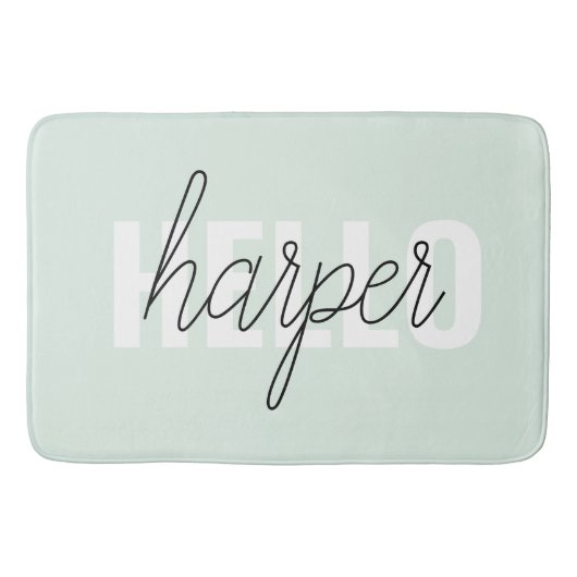 Modern Pastel Mint Hallo en u noemt Badmat (Voorkant)