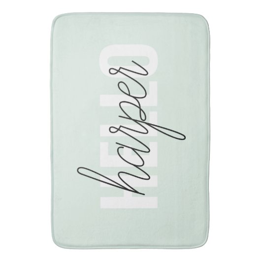 Modern Pastel Mint Hallo en u noemt Badmat (Voorkant Verticaal)