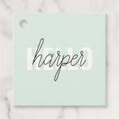 Modern Pastel Mint Hallo en u noemt Bedankjes Labels (Voorkant)