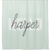 Modern Pastel Mint Hallo en u noemt Douchegordijn (Voorkant)