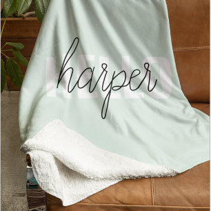 Modern Pastel Mint Hallo en u noemt Fleece Deken