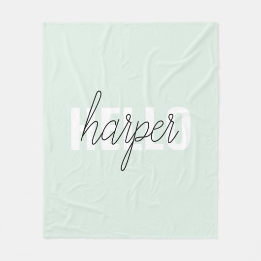 Modern Pastel Mint Hallo en u noemt Fleece Deken (Voorkant)