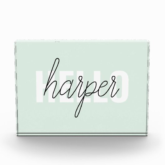 Modern Pastel Mint Hallo en u noemt Fotoblokken (Voorkant)