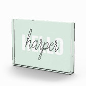 Modern Pastel Mint Hallo en u noemt Fotoblokken (Rechts)