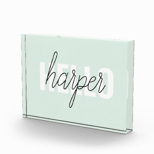 Modern Pastel Mint Hallo en u noemt Fotoblokken (Rechts)