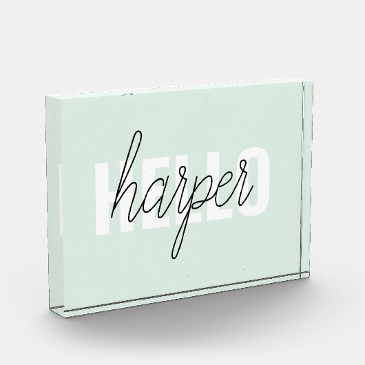 Modern Pastel Mint Hallo en u noemt Fotoblokken (Links)