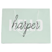 Modern Pastel Mint Hallo en u noemt Groot Cadeauzakje (Voorkant)