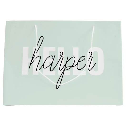 Modern Pastel Mint Hallo en u noemt Groot Cadeauzakje (Voorkant)