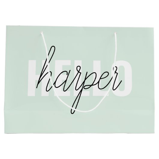 Modern Pastel Mint Hallo en u noemt Groot Cadeauzakje (Achterkant)