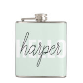 Modern Pastel Mint Hallo en u noemt Heupfles (Voorkant)
