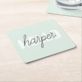 Modern Pastel Mint Hallo en u noemt Kartonnen Onderzetters (Schuin)
