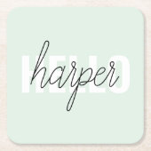 Modern Pastel Mint Hallo en u noemt Kartonnen Onderzetters (Voorkant)