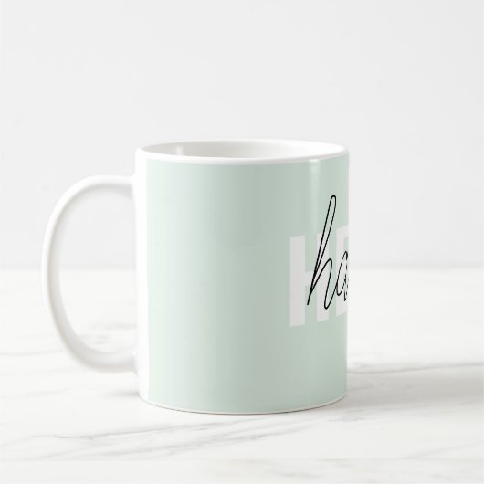 Modern Pastel Mint Hallo en u noemt Koffiemok (Links)