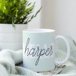 Modern Pastel Mint Hallo en u noemt Koffiemok