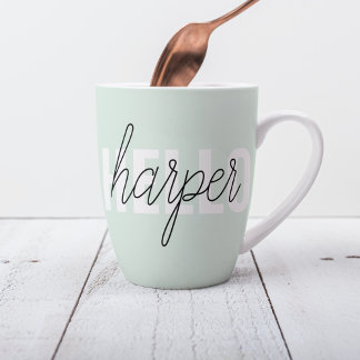 Modern Pastel Mint Hallo en u noemt Latte Mok