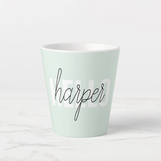 Modern Pastel Mint Hallo en u noemt Latte Mok (Voorkant)