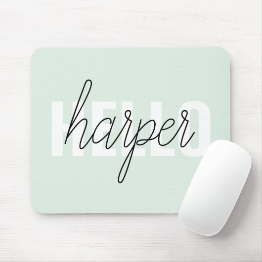 Modern Pastel Mint Hallo en u noemt Muismat (Met muis)