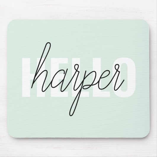 Modern Pastel Mint Hallo en u noemt Muismat (Voorkant)