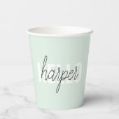 Modern Pastel Mint Hallo en u noemt Papieren Bekers (Achterkant)