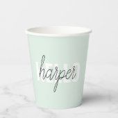 Modern Pastel Mint Hallo en u noemt Papieren Bekers (Voorkant)