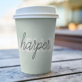 Modern Pastel Mint Hallo en u noemt Papieren Bekers