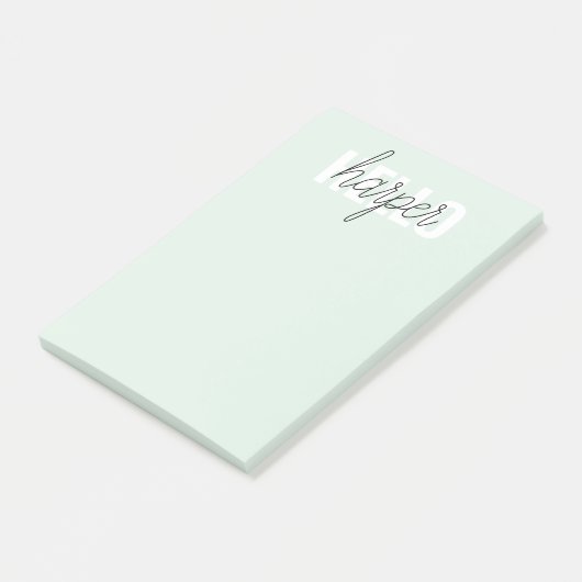 Modern Pastel Mint Hallo en u noemt Post-it® Notes (Schuin)