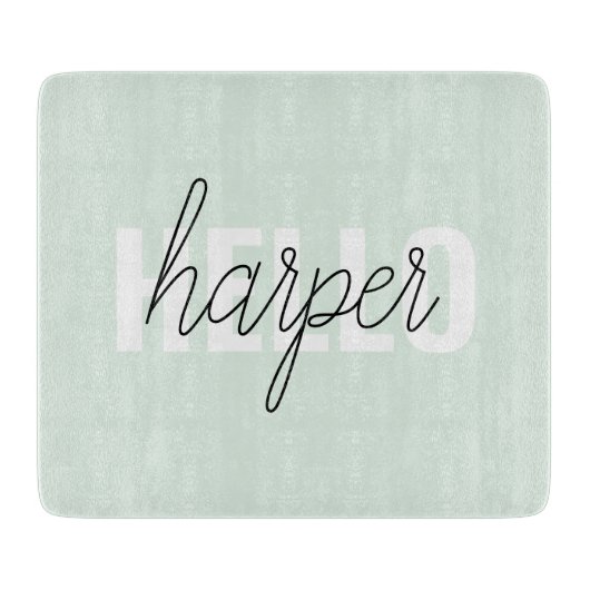 Modern Pastel Mint Hallo en u noemt Snijplank (Voorkant)