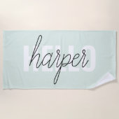 Modern Pastel Mint Hallo en u noemt Strandlaken (Voorkant)