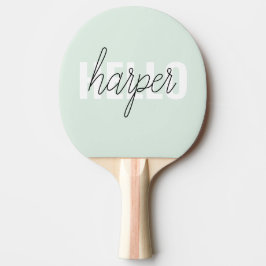 Modern Pastel Mint Hallo en u noemt Tafeltennisbatje