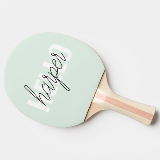 Modern Pastel Mint Hallo en u noemt Tafeltennisbatje (Zijkant)