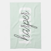 Modern Pastel Mint Hallo en u noemt Theedoek (Verticaal)